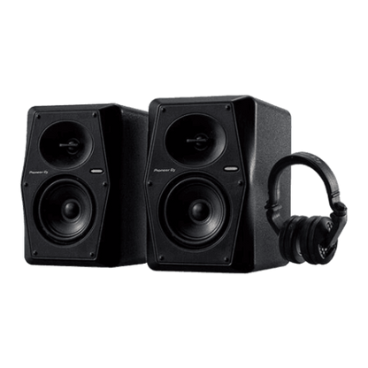 Japan Bandai Gashapon Pioneer DJ Equipment miniature collection figure featuring the VM-50 Active Monitor Speaker and HDJ-X10 Flagship Over-ear DJ Headphones, offering a detailed and realistic miniature of premium DJ audio gear.