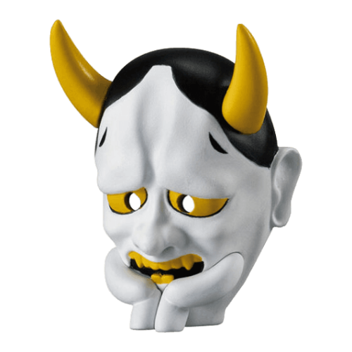 Traditional Japanese Noh mask gashapon figure, Machiboke style, featuring Hannya, collectible display, imported from Japan.