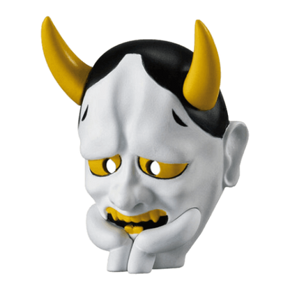 Traditional Japanese Noh mask gashapon figure, Machiboke style, featuring Hannya, collectible display, imported from Japan.