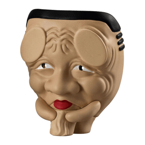 Traditional Japanese Noh mask gashapon figure, Machiboke style, featuring Okina, collectible display, imported from Japan.